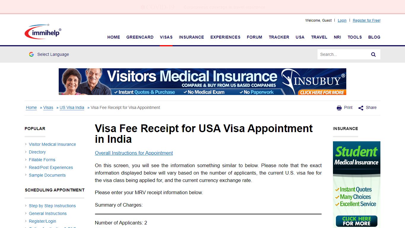 Visa Fee Receipt for USA Visa Appointment in India - Immihelp